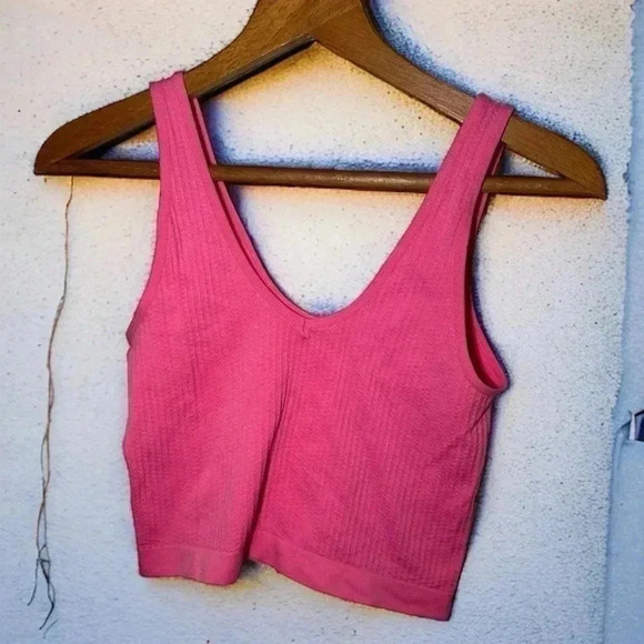 NWOT ABOUND BARBIE PINK RIBBED TANK TOP SPANDEX m - Picture 1 of 4